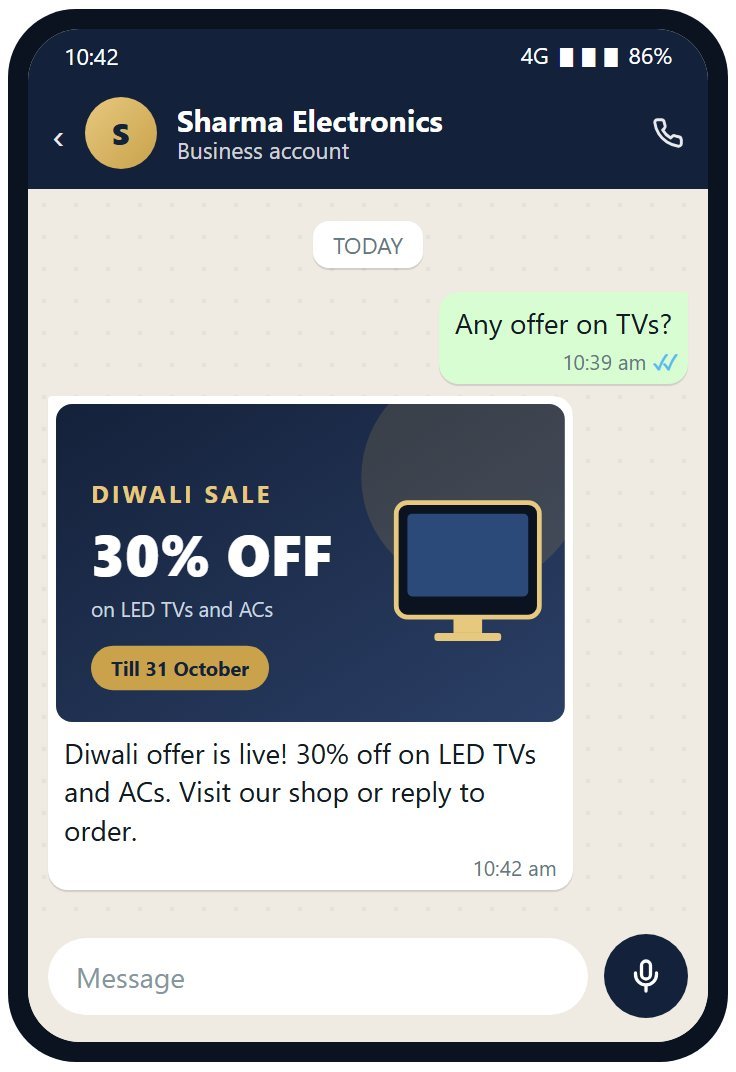 A photo with text under it on the customer's phone
